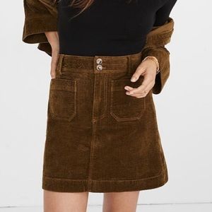 Madewell Corduroy A-Line Mini Skirt in Olive